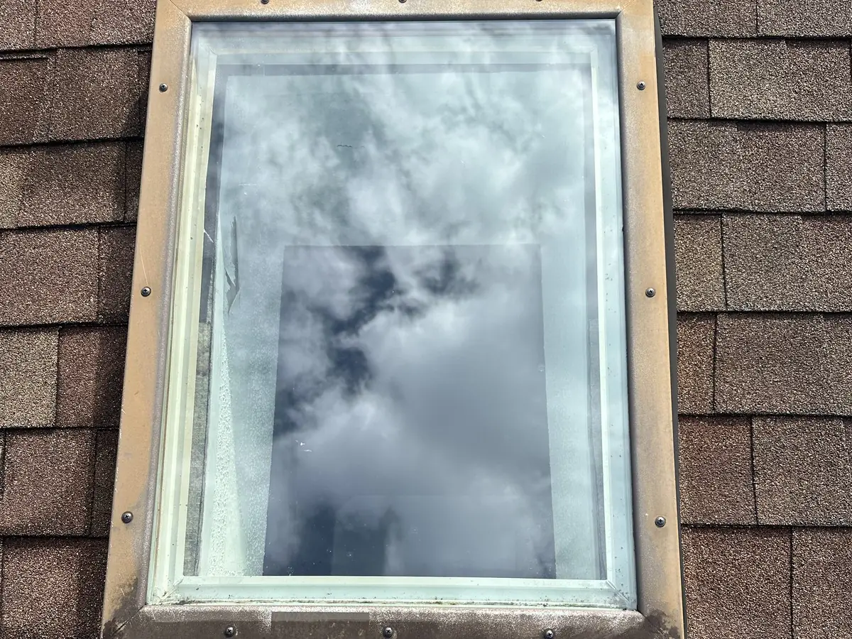 After: the same skylight glass cleaned clear by Fresh Start Surface Solutions in Swansboro, NC