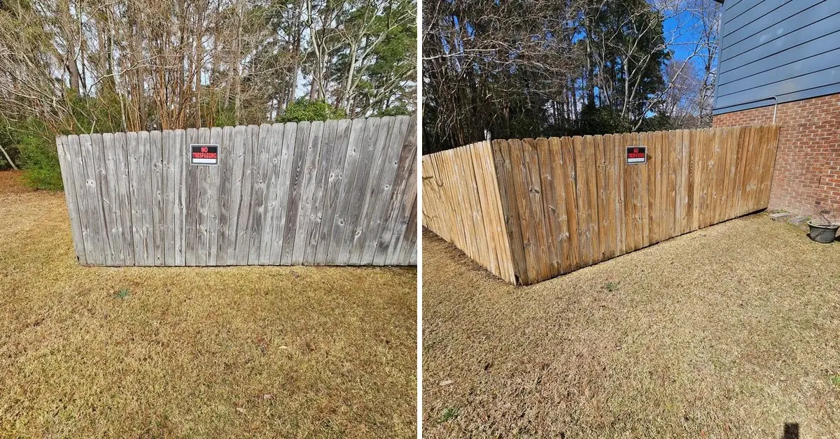 Wood fence restoration in Holly Ridge