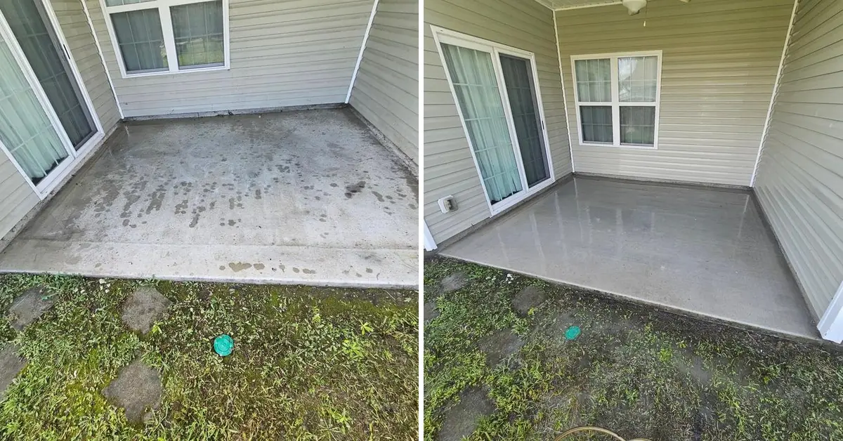Surf City patio surface cleaning, before and after